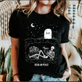 Read In Peace Skeleton RIP Halloween Booktok Library Bookish Spooky Dark Graphic Tee
