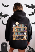 Reading Ghost Library Halloween Spooky Front Back Teacher Boo Story Time Graphic Hoodie