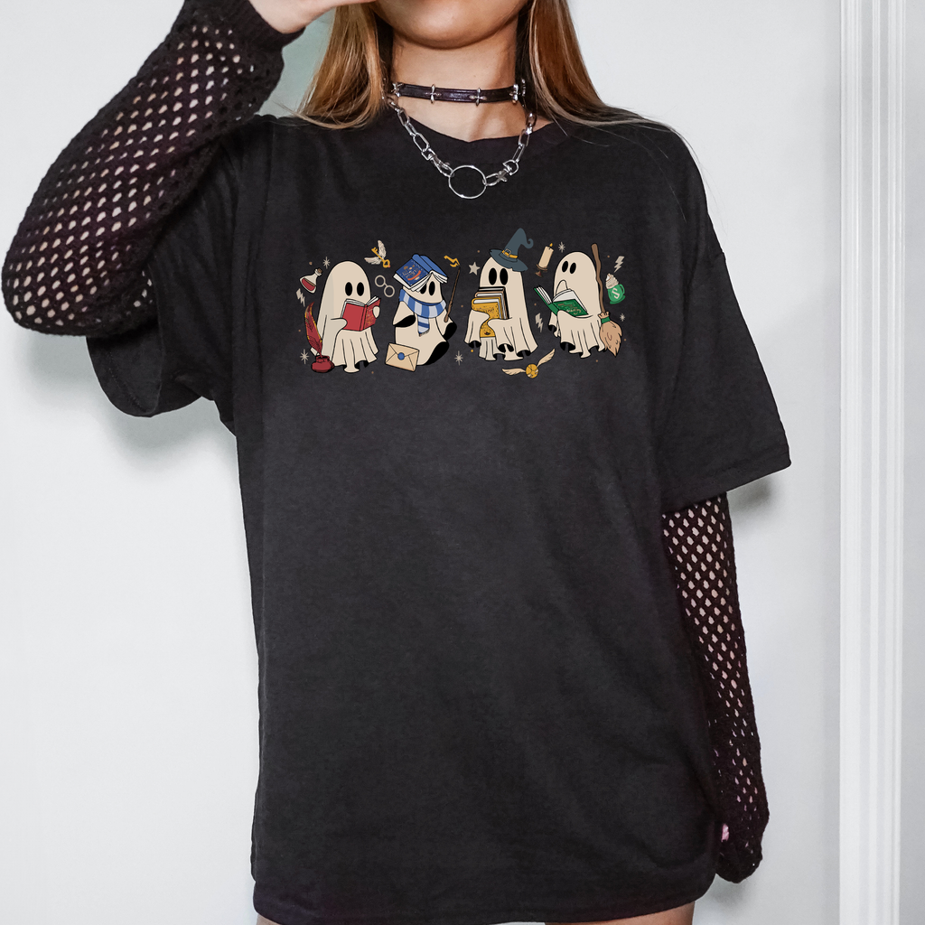 Reading Ghosts, Witches, Wizards Bibliophile Halloween Edition Collector's Graphic Tee