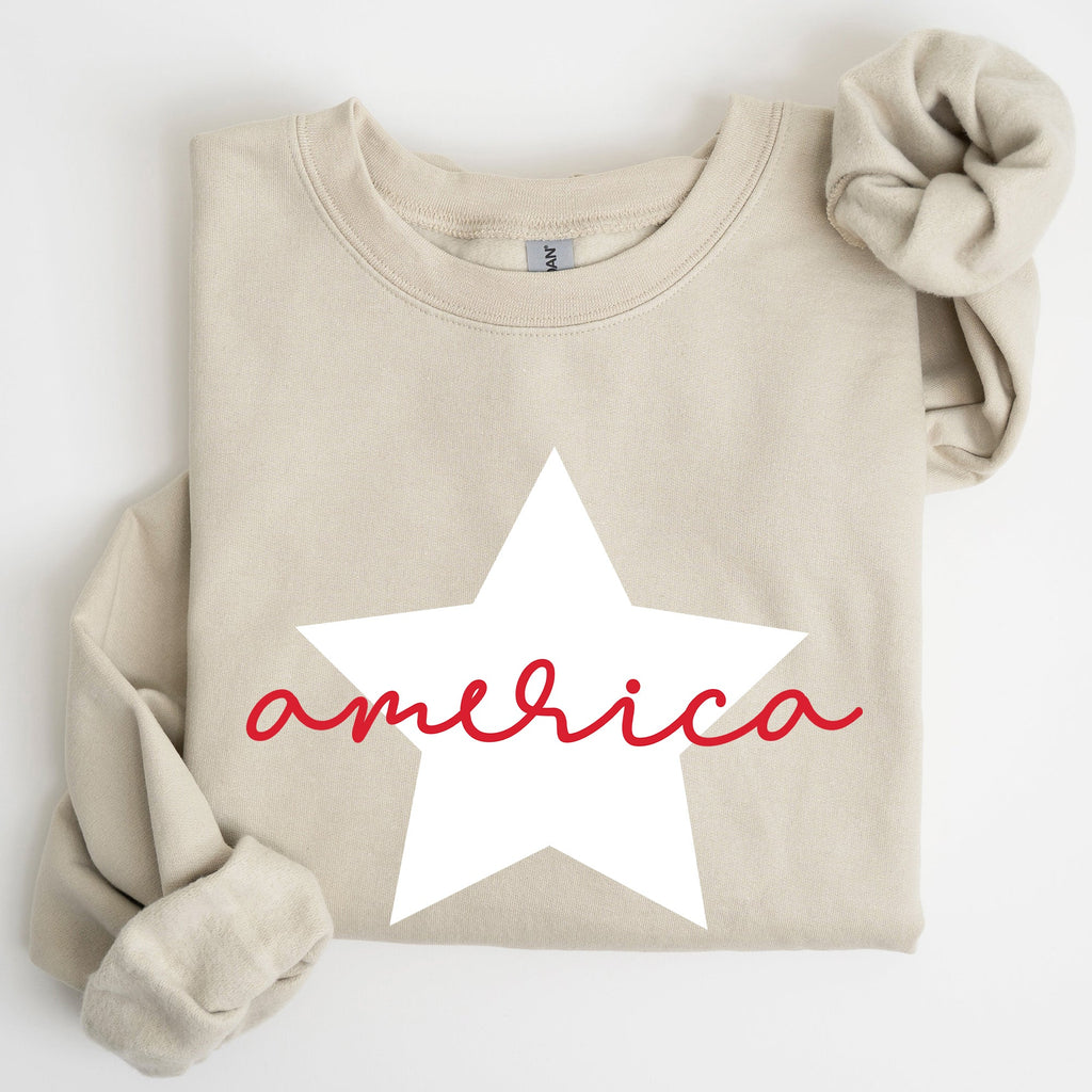 Retro America Star Red White Blue 4th Of July Patriotic Flag Design Graphic Sweatshirt