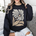 Cozy Soft Retro Flower Bold Floral Boho Print Fleece Lined Weekend Wear Sweatshirt