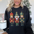 Retro Nutcrackers Classic Colorful Christmas Sweatshirt Cozy Cotton Polyester Blend Warm Fleece Lined