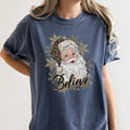 Retro Santa Believe Christmas Leopard Print Holiday Design Edition Comfort Colors Tee