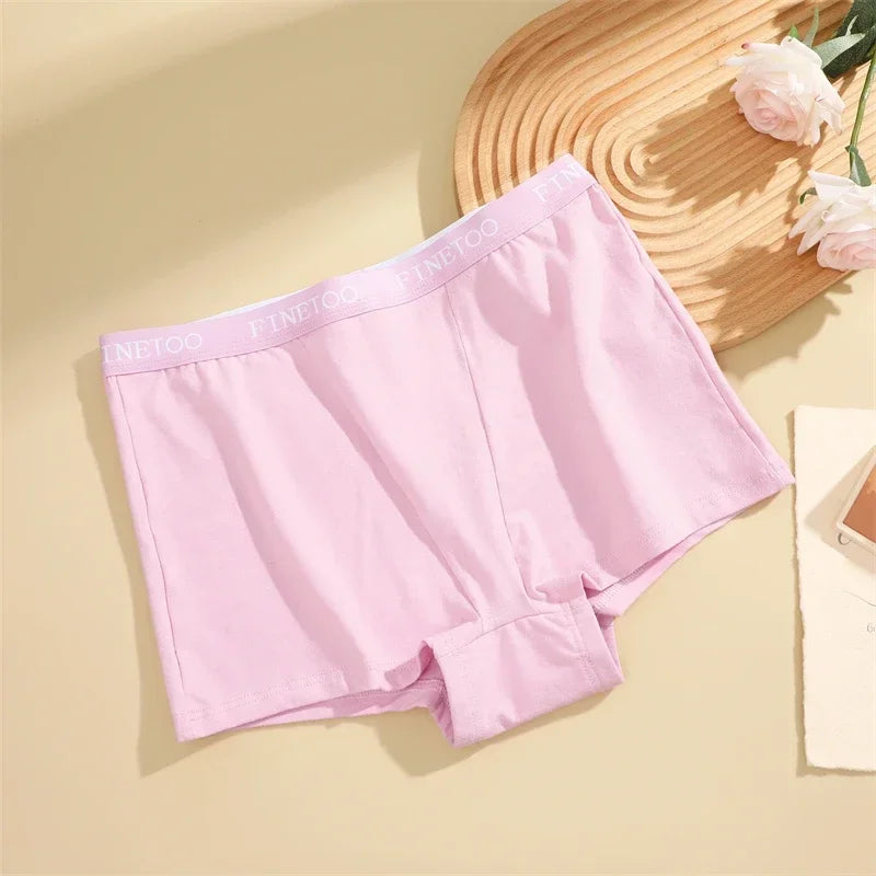 3Pcs Women's Cotton Boxers Panties Seamless Sports Underwear Female Solid Color Briefs Lingerie Intimate Underpant Finetoo S-XXL