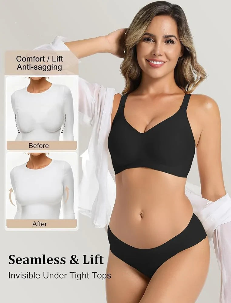 Women's Jelly Seamless Wire-Free Bra Full Cup Thin Mold Soft Support Underwear Plus Size Comfortable High Elasticity Bra