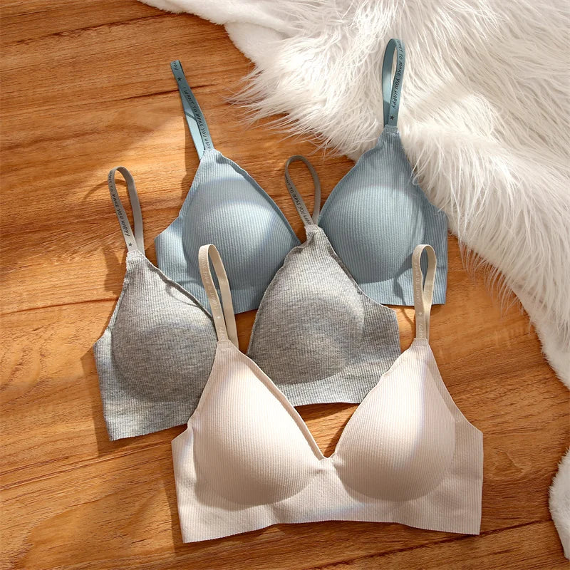 Deep V Knitting Bra Women Wireless Bras Sexy Padded Bralette Ladies Comfortable Brassiere Female Soft Underwear 6 Colors 2023