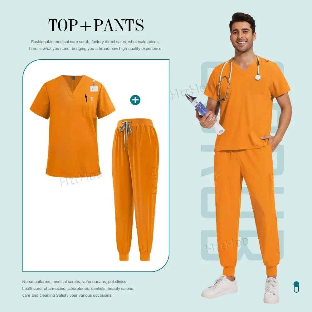 Unisex Nurse Scrubs Suit - Top & Pants
