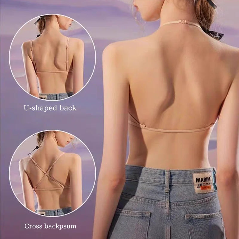 Sexy French Triangle Bra No Underwire Push-Up Front Button Beauty Back Women's Exquisite Lingerie Thin Bikini Seamless Bra