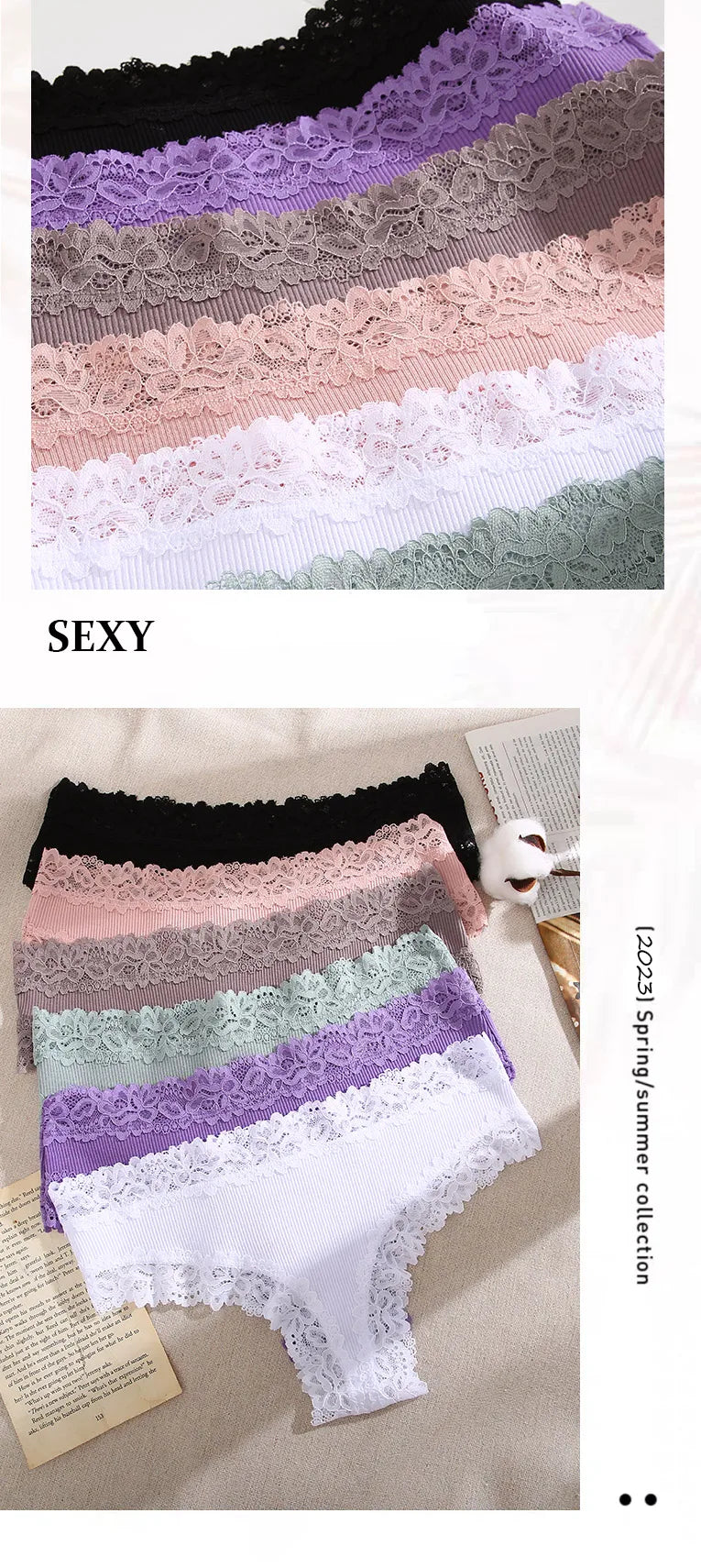 Sexy Lace Cotton Brazilian Pants Women Low Waist Panties Underwear Solid Color Ladies Briefs Lingere Underware Comfortable Women