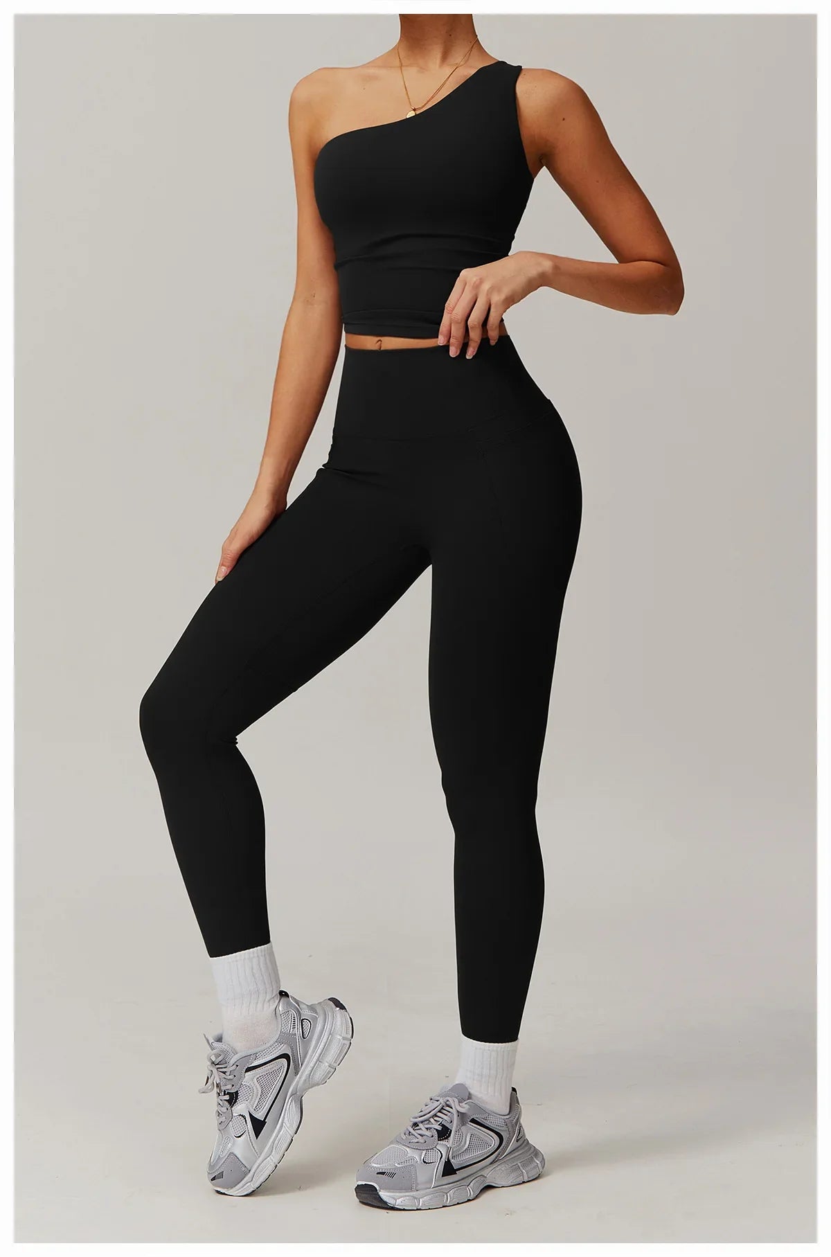 Single Shoulder Bra Women Yoga Sports Bra Breathable Shock Proof Gym Workout Fitness Push Up Top Running Sports Vest Underwear