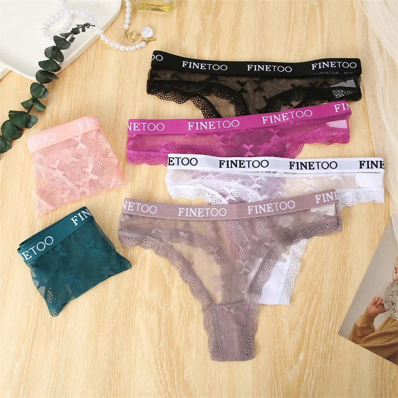 3Pcs/set Lace Thongs Women Floral G-string Underwear Trendy Letter T-Back Underpants Sexy Low Waist Bikini Panties Ladies Panty