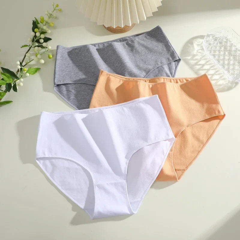4Pcs Women's Seamless Cotton Briefs Women Plus SizePanties Solid Color Breathable Underwear Female Low Waist Soft Lingerie S-XXL