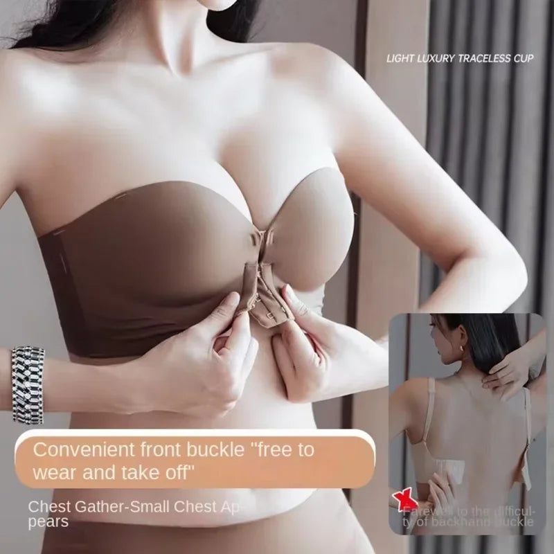 Front Buckle Underwear Convenient Anti Sagging without Shoulder Strap Women's Bras without Steel Ring Seamless Anti-sagging
