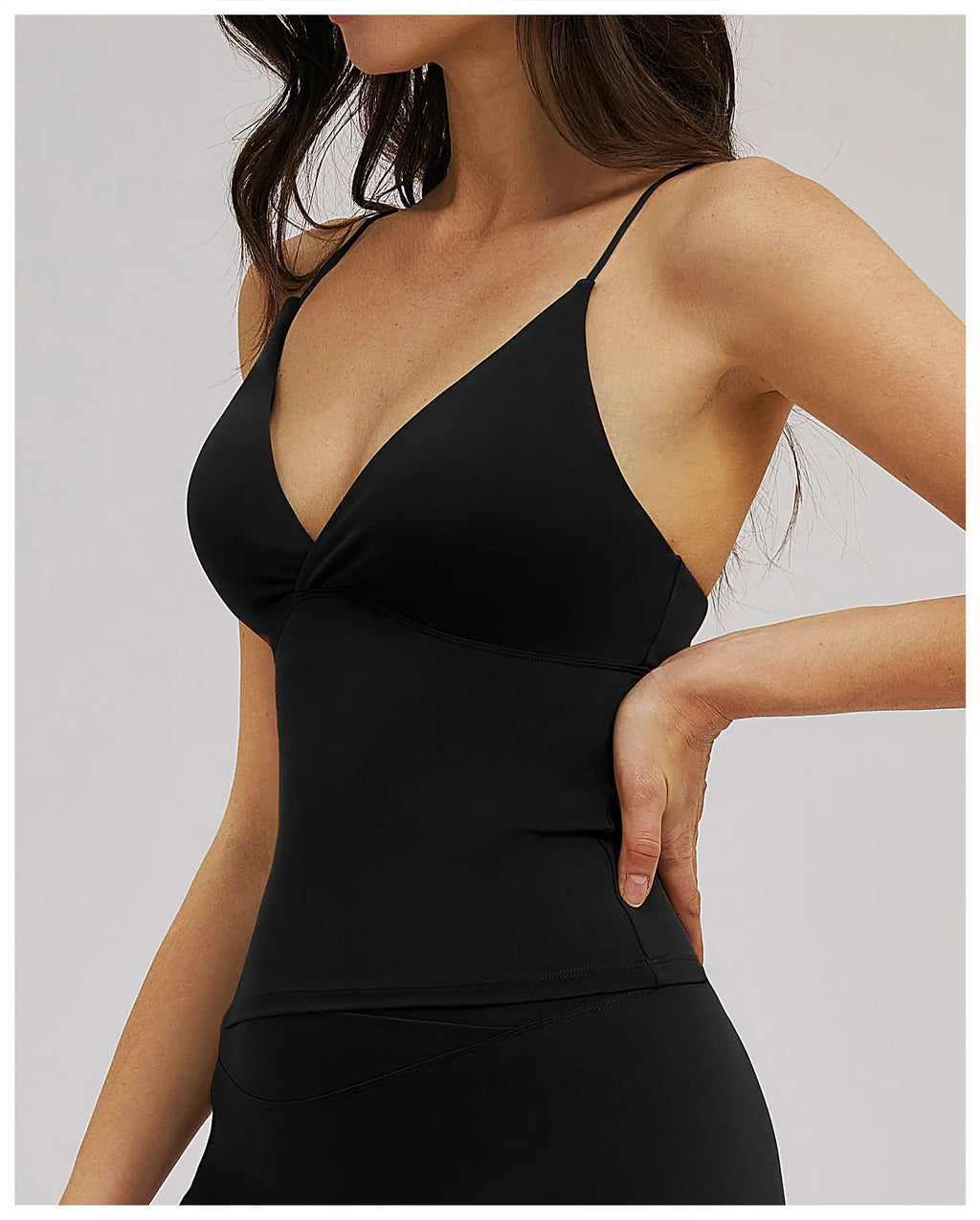 Vision Twist Front Longline Top Sports Longline Strappy Top Sports Yoga Vest Women's Fitness Tank Top Gym Running Workout Halter