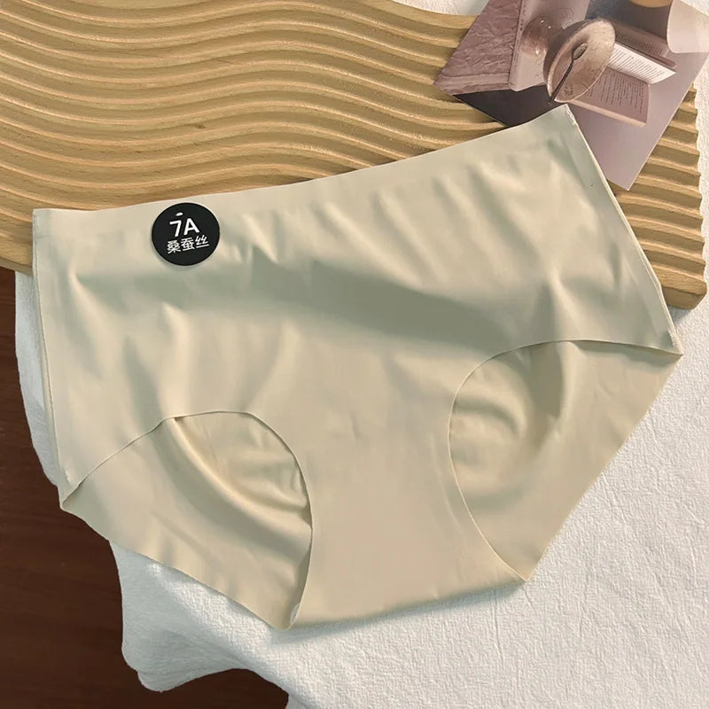 3PCS New 7A Ice Silk Waist Maillard Seamless Yoga Classic Antibacterial Crotch Simple Solid Color New Sports girl 2024 M-XL