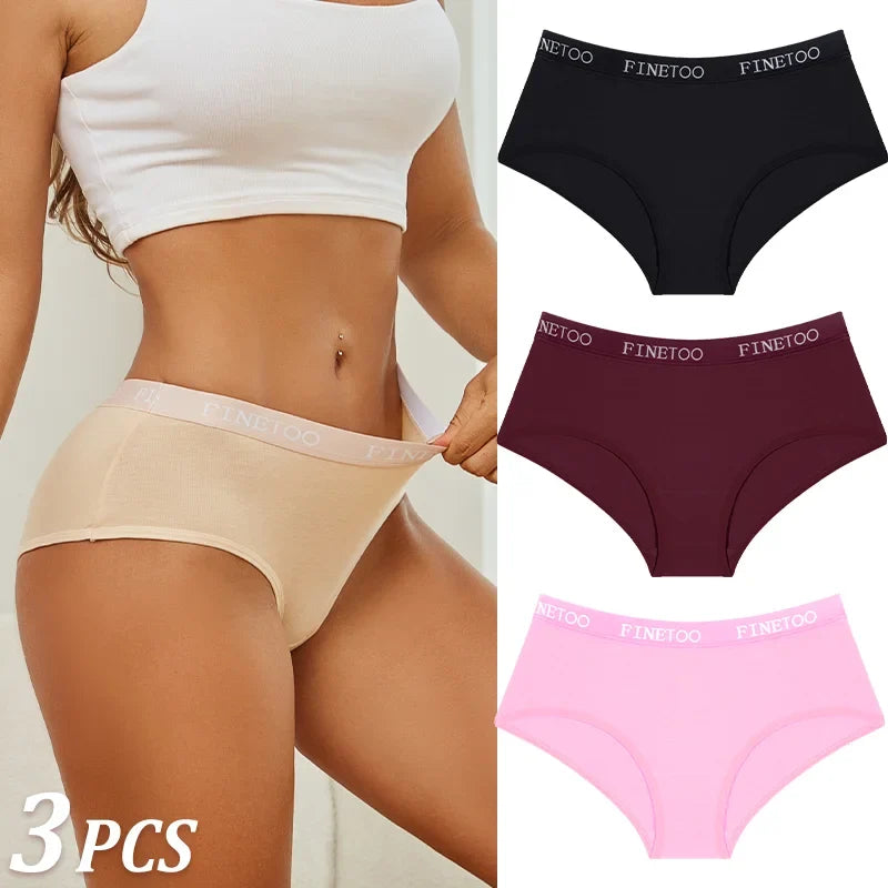3Pcs Women's Cotton Briefs Letter Belt Underwear Women Panties Sexy Breathable Briefs Female Stretch Ladies Soft Lingerie