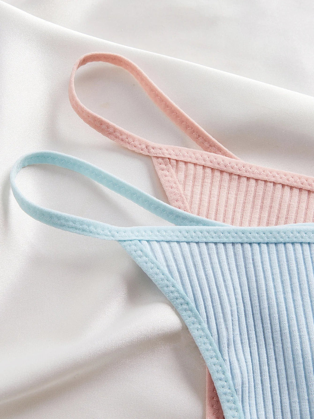 8PCS Women's Ribbed Thong Underwear, Soft Breathable Low Rise G String Panties, Slim Straps Multi-Color Pack