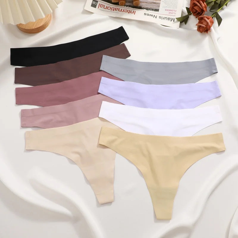 5Pcs/Set Seamless Ultra-thin panties Maillard Panties Women Ice Silk Underwear Sexy Panty Low Waist G-string Female Solid Panty