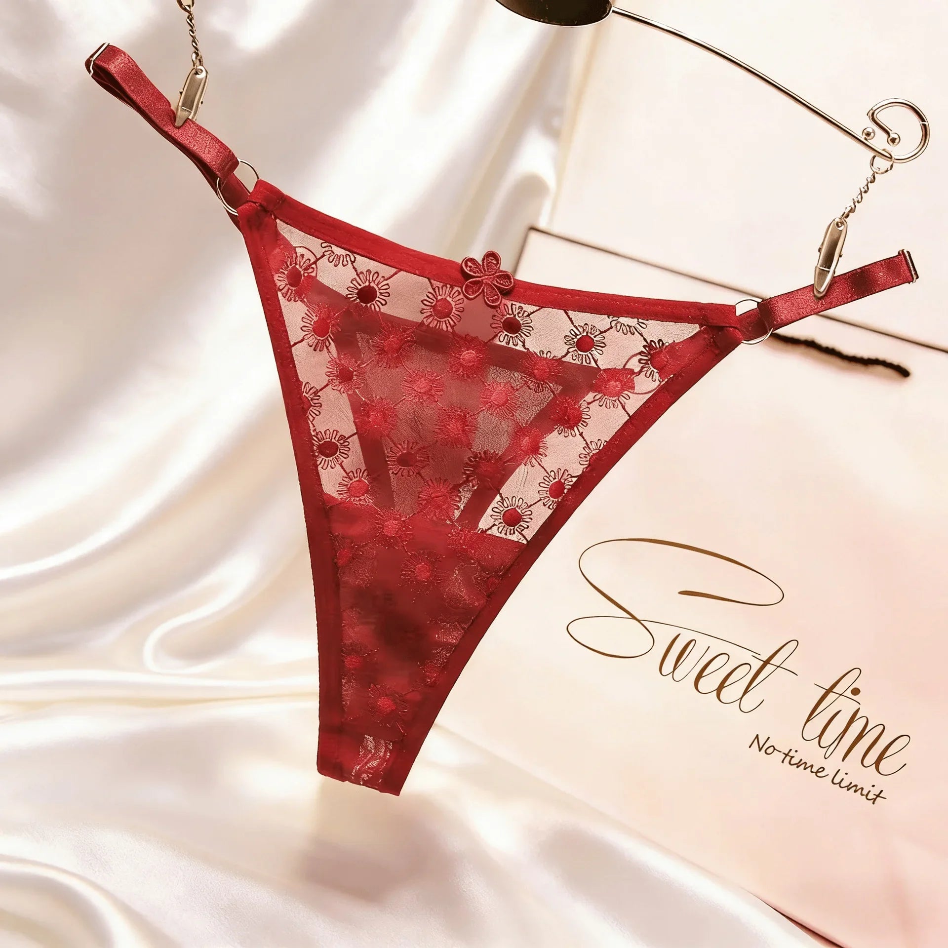 Thin Sexy Girls G String Thong Panties Women Briefs Flower Hollow Out Transparent Underwear Female Lingerie