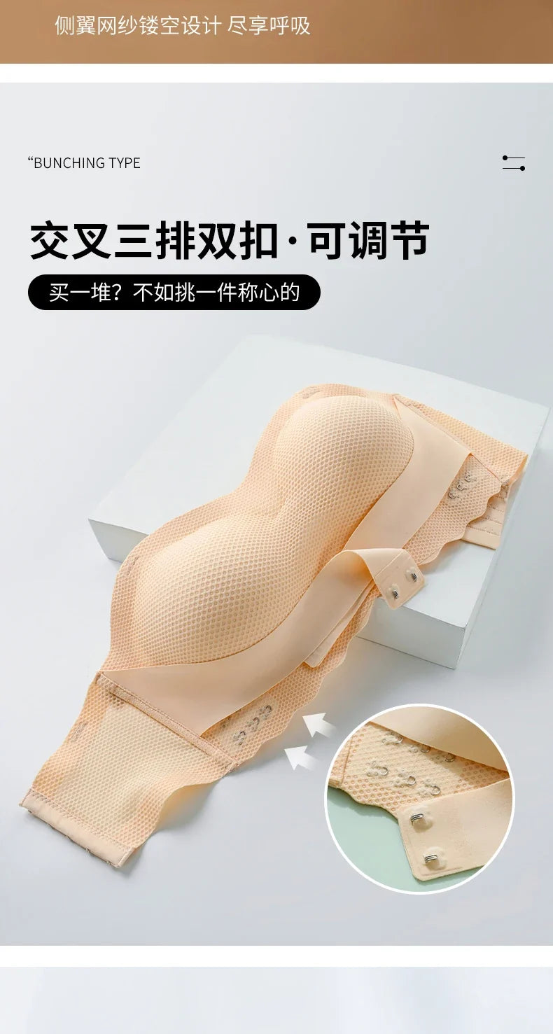 Wireless Wedding Brassiere Push Up Bras Lingerie Sexy Bralette Strapless Bras Invisible Tube Tops Seamless Breathable Bras M-6XL
