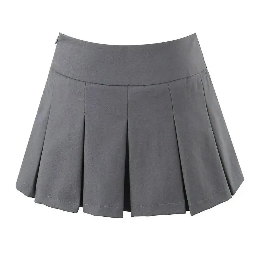 2026 Spring/summer New High Waisted Pleated Skirt Women's Spicy Girl Solid Color Slim A-line Wrap Hip Short Skirt A45S