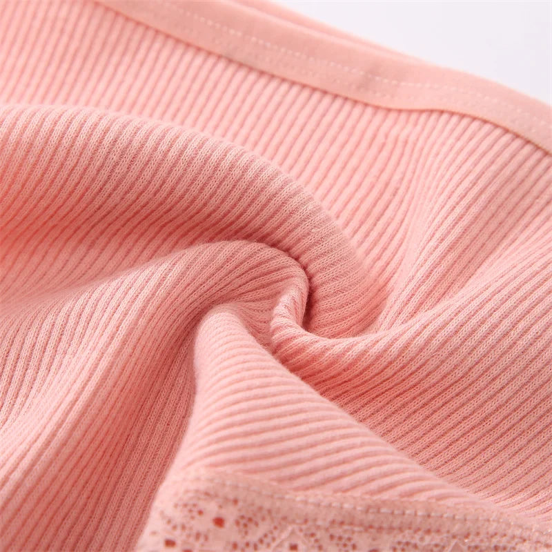 3PCS Women‘s Cotton Lace Panties Low Waist Briefs Comfortable Underwear Ladies Solid Color Underpants Girls Breathable Panty New