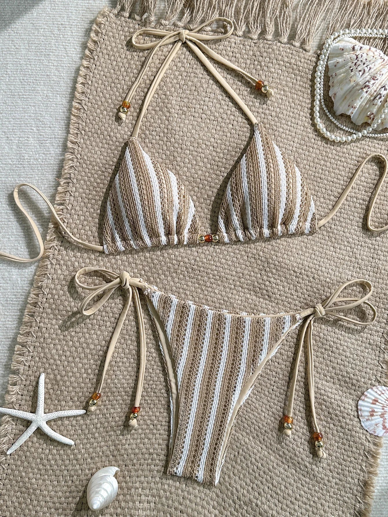 Sexy Pink Striped Micro Bikini Women 2026 Halter Push Up Bra Tie Side Thong Swimsuit Brazilian Beach Bathing Suit Swimwear