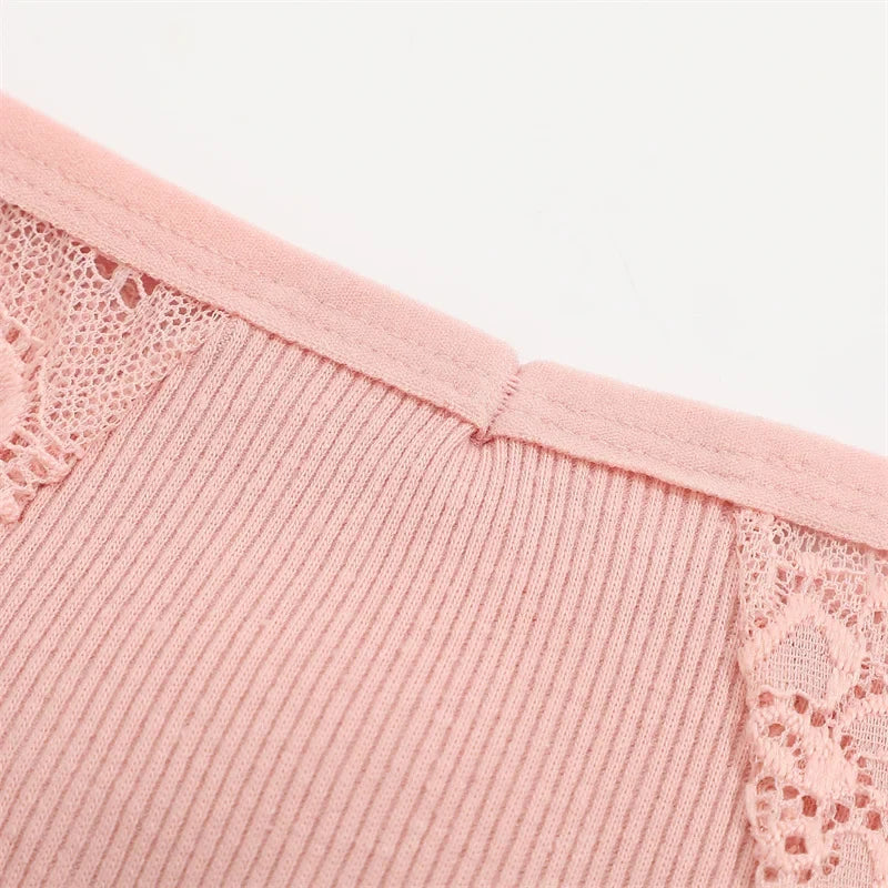 3Pcs/set Cotton Thongs Lace Bikini Underpants Women S-XL T-Back Underwear Ladies G-string Soft Thong Panties Female Lingerie New