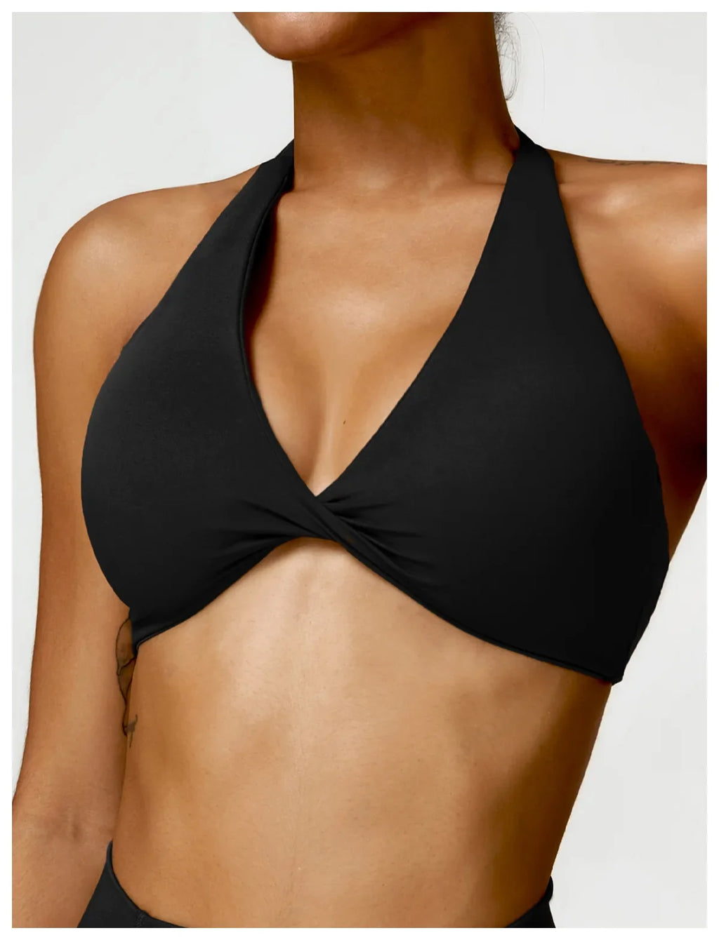 Women's Nylon Sports Bra Halter Sports Underwear Front Twist Naked Feel Sexy Yoga Gym Push Up Workout Padded Bralette Bathsuit