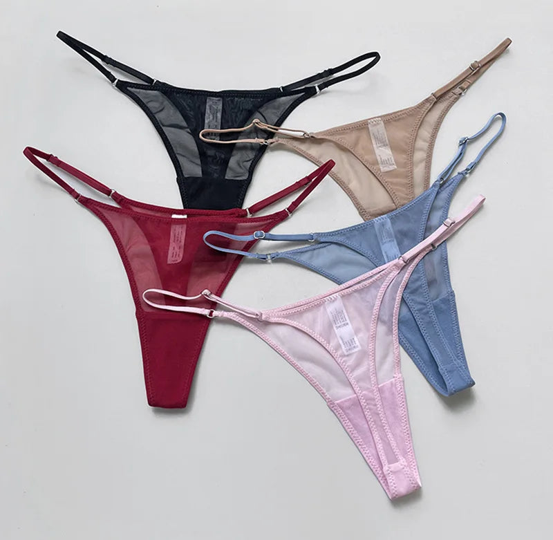Lace Mesh Women Briefs Sexy Thong Transparent Panties Underwear Low Waist Girls G String Seamless Lingerie Fitness T Back