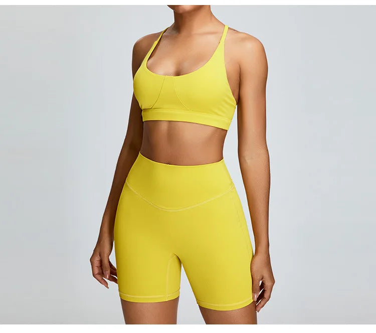 Solid Color Cross Back Women Fitness Underwear Sports Bra Running Top Gym Yoga Athletic Tight Workout Jog Soft With Backless Bra