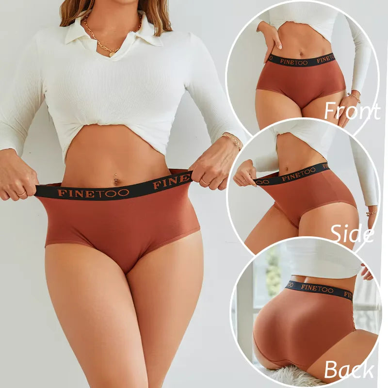 Finetoo 3Pcs/Set Women's Seamless Cotton Briefs Women Plus SizePanties Breathable Underwear Female Low Waist Soft Lingerie S-XXL