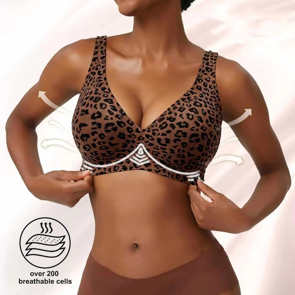 Custom made-2-Row Hook Leopard Print Bra Underwear