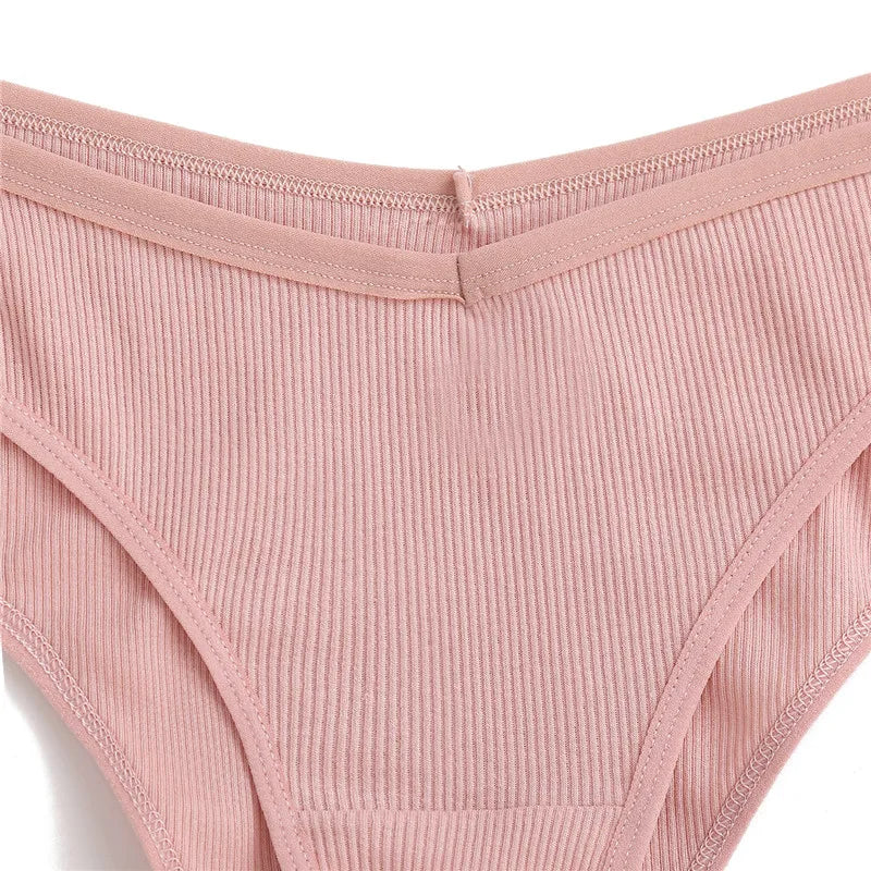 3PCS Women Cotton Panties Female Sexy Intimates Low Rise G-String Thongs Ladies Bikini Girl Solid Color Underwear Soft Lingerie