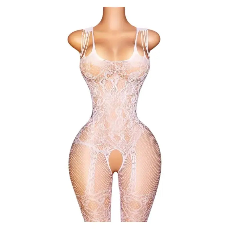 Transparent Fishnet Hollow Lingerie Set Women Hanging Neck Erotic Crotchless Bodystockings Open Bras BodySuits Hot Underwear Set