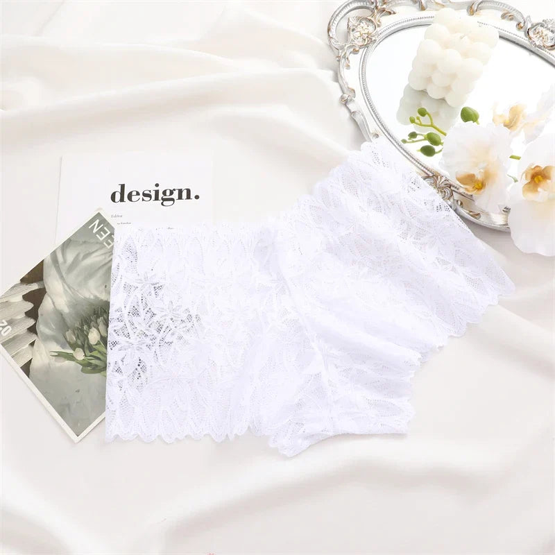 3Pcs Women Lace Boyshort Panties Low-Rise Sexy Underwear Trendy Floral Underpants Female Sexy Boyshort Panties Ladies Lingerie