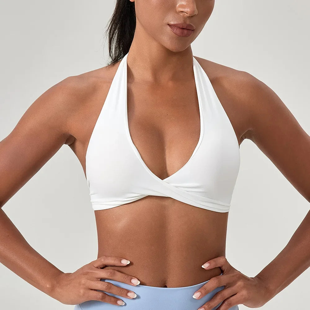 Women's Yoga Bra Halter Back Fitness Underwear Sexy Wire-Free Sports Vest Comfortable Breathable Bra