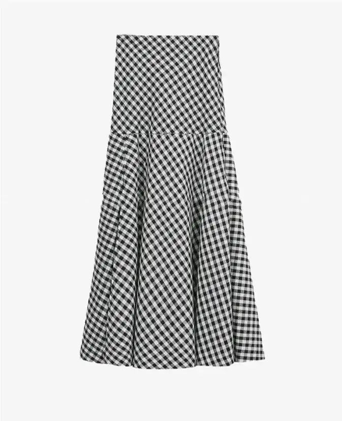 WOMENGAGA Korea Style 2023 Spring/Summer New High Waist Elegant Split Plaid Skirts Half Length Skirts Fashion Women 2023 22IV