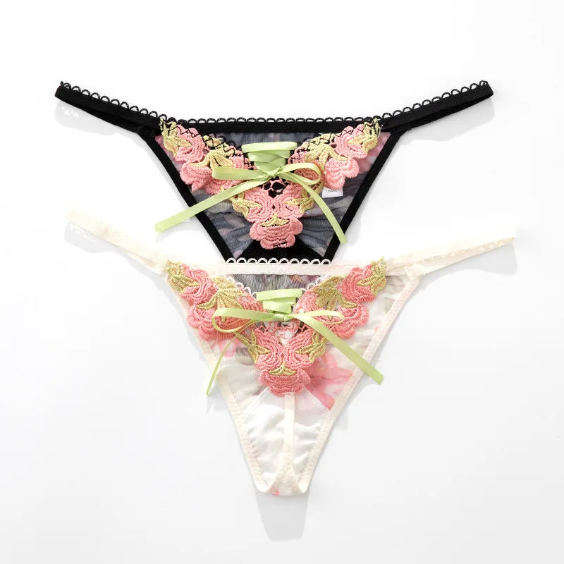 Lace Rose Sexy Thong Women Panties Girls Briefs Flower Seamless G String Underwear Low Waist Female Lingerie Intimates