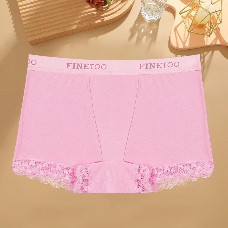 Women's Cotton Lace Boyshorts Sexy Letter Belt Breathable Boxer Panties High Waist Stretch Briefs Comfortable Sport Shorts S-XXL