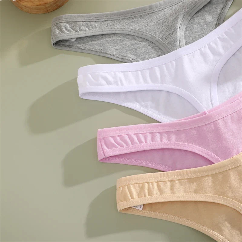 3PCS Seamless Thong Cotton Women Thin Strap Low Waist High Flexibility Panties Sexy Underwear Ladies Briefs T-back Soft Women