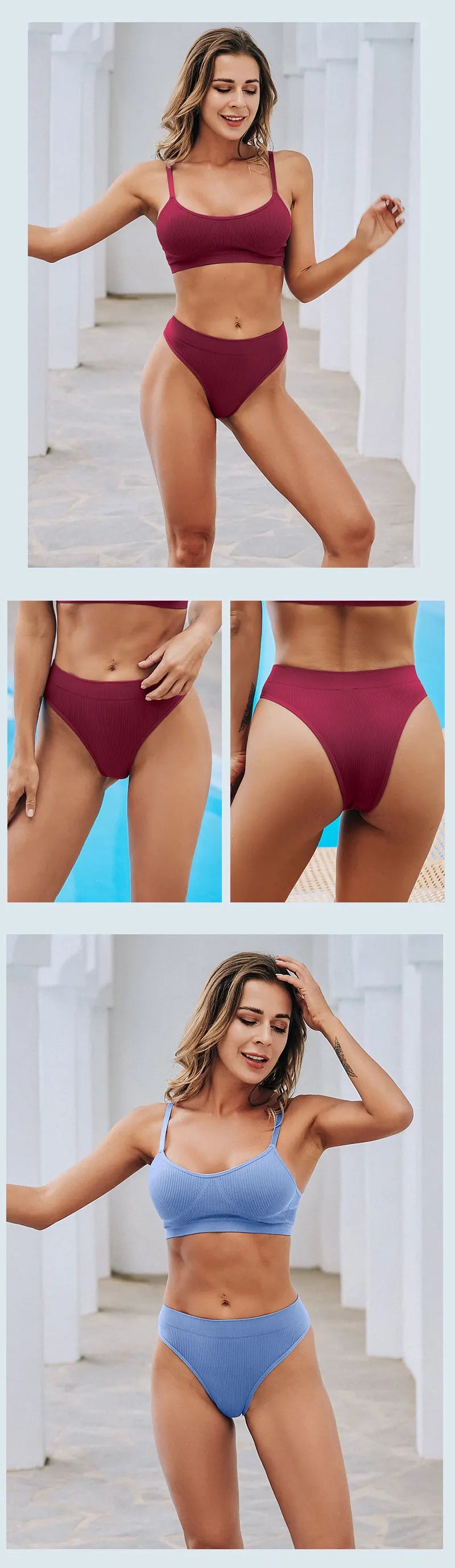 2PCS/Set Seamless Panties Women Sexy Low Waist Brazilian Pant Female Solid Color Breathable Underwear Lady Soft Intimat Lingerie