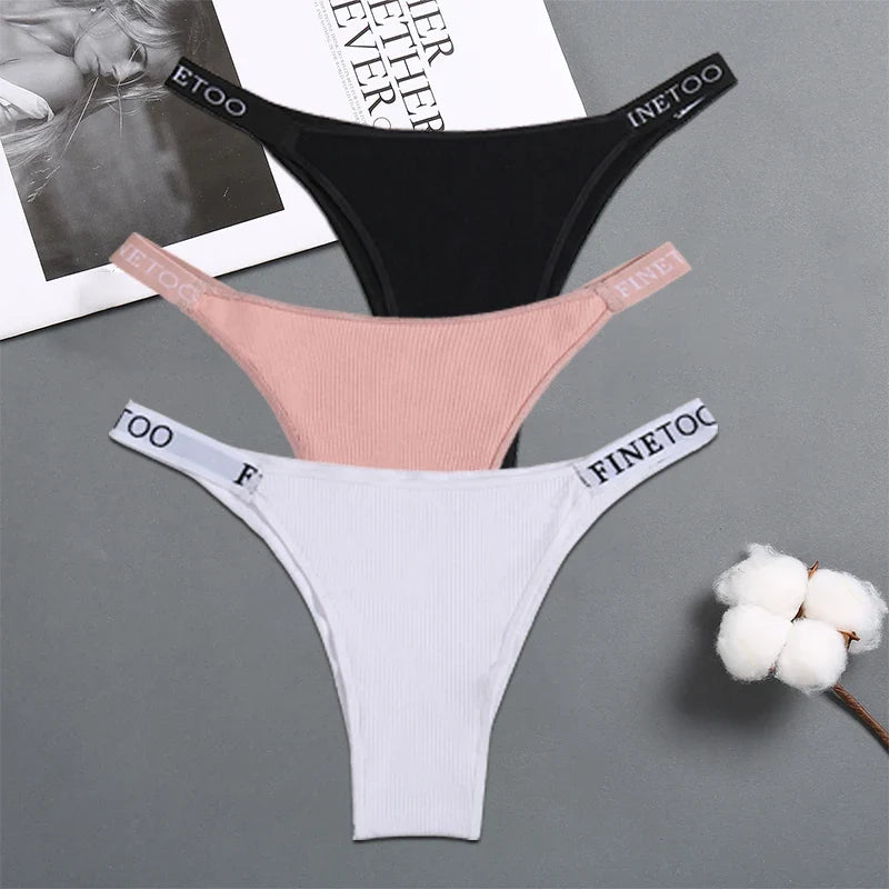 3Pcs/Set Cotton Panties Women Letter Belt Lace Sexy Briefs Seamless Low Rise Underwear Ladies M-XL Underwear Girls Lingerie New