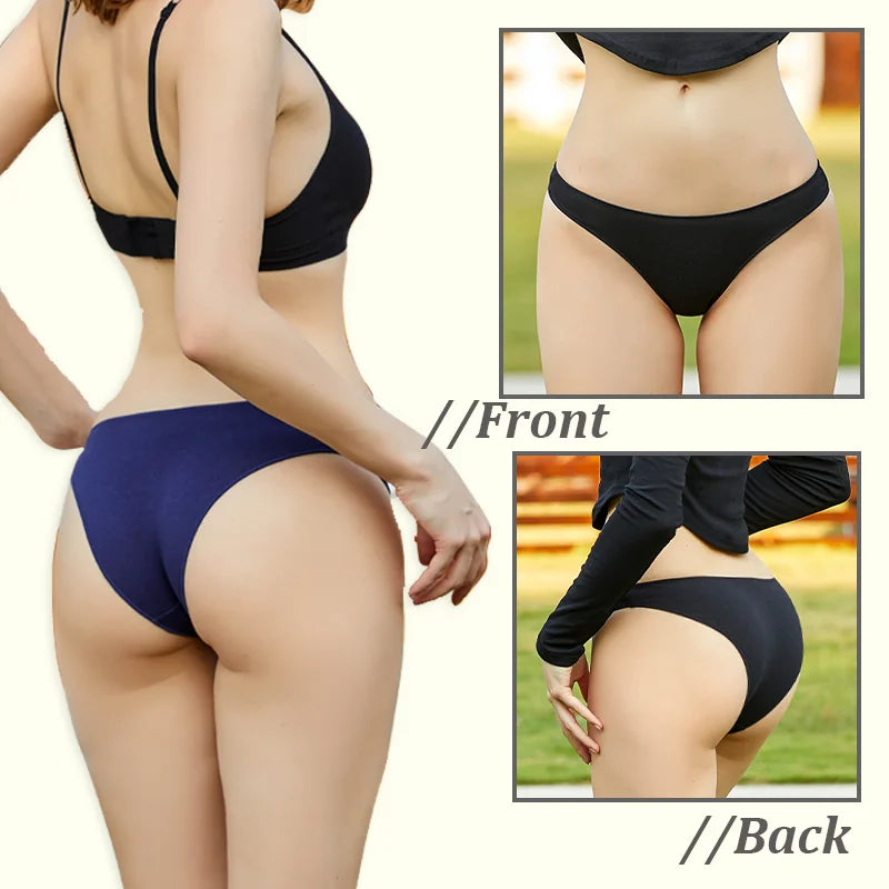 3Pcs Women's Cotton Seamless Briefs Intimates Women Sexy Panties Solid Color Breathable Underwear Female Low Waist Soft Lingerie