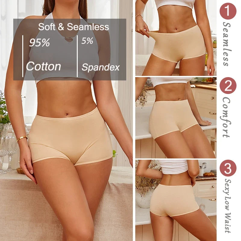 3PCS/SET Women Panties Cotton Seamless High waist Boxer shorts Female Solid Color Briefs Cozy Lingerie Intimate Underpants XS-XL