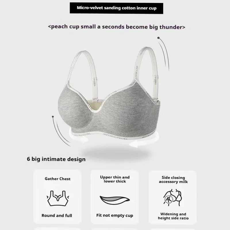 Deep V Knitting Bra Women's Underwear Small Chest Sexy Push Up Lingerie Seamless Bra for Women Bra Thick Bralette 32-38AB