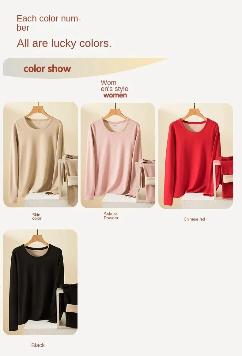 Wool Silk Thermal Underwear Set Double-sided Cashmere Long Johns Plus Cashmere Thick Autumn Winter for Men Women Warm Underwear
