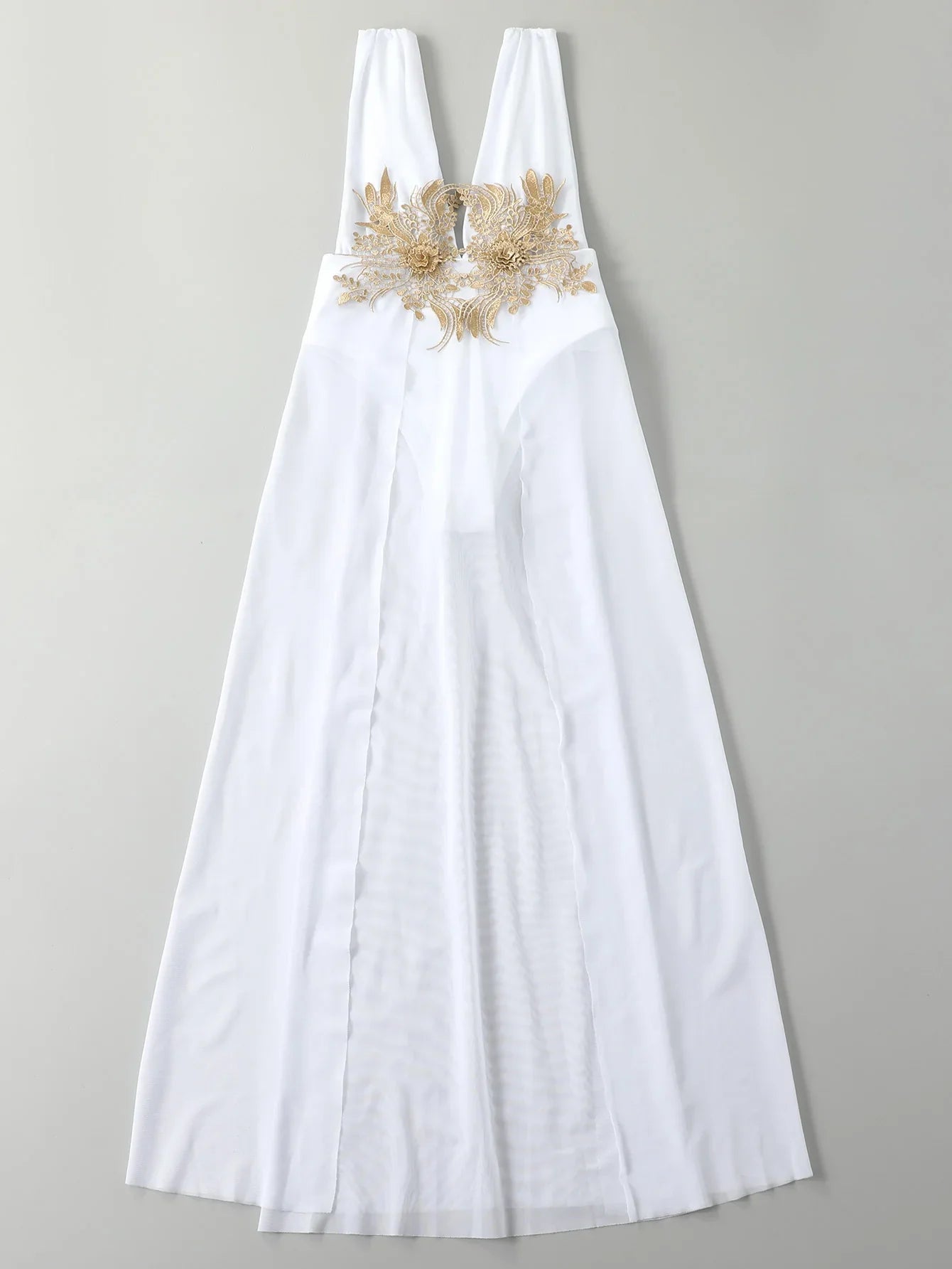 Sexy White Dress One Piece Swimsuit 2026 Women Embroidery Floral Designer High Waist Swimwear Vintage Beach Bathing Suit Bikini