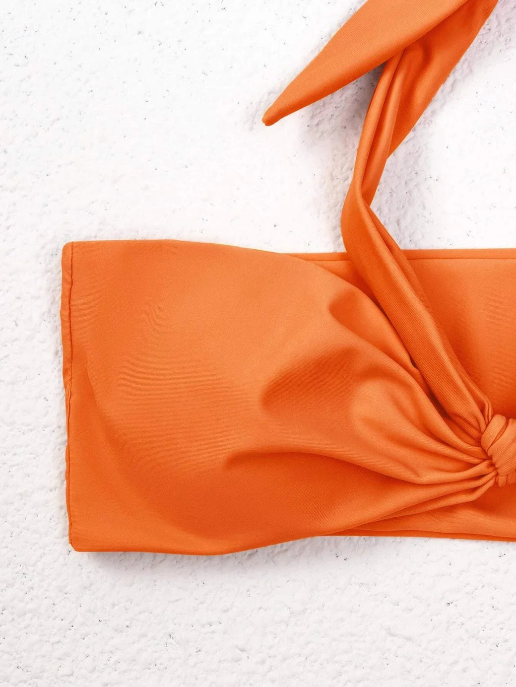 Sexy Front Bow Bikinis Sets Women Orange Blue Bandeau Push Up Two Piece Swimsuit 2025 Cut Out Bathing Suit High Waist Swimwear