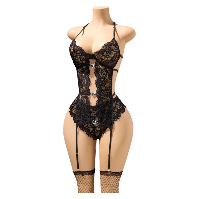 18 Sexy Erotic Lingerie Women Bra And Panty Garters See Through Lingerie Sets Role Play Female Thin Sexy Bras Underwear Set